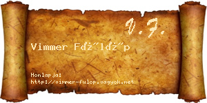 Vimmer Fülöp névjegykártya